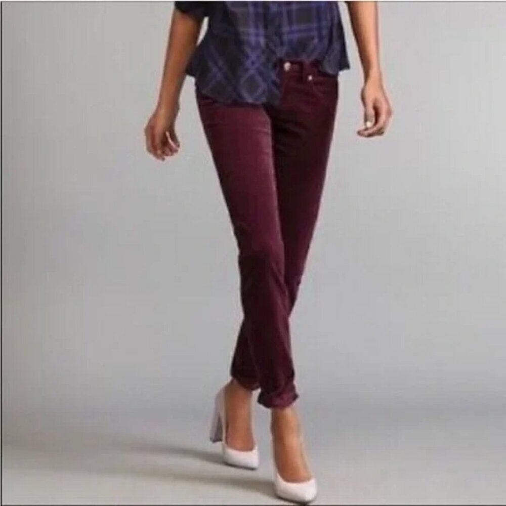 CABI Women's Size 2 Maroon Skinny Stretch Corduroy Pants